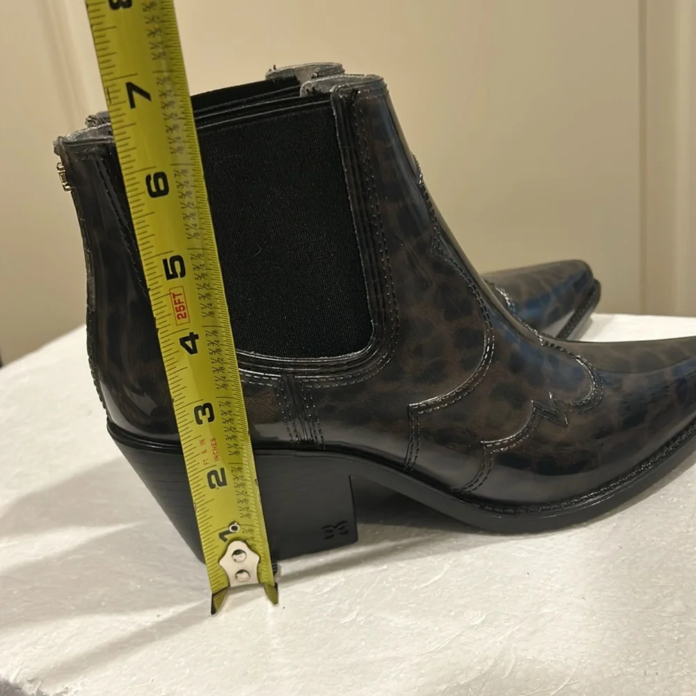 Sam Edelman animal print slip in Winona rubber cowboy ankle Rain Boots size 7